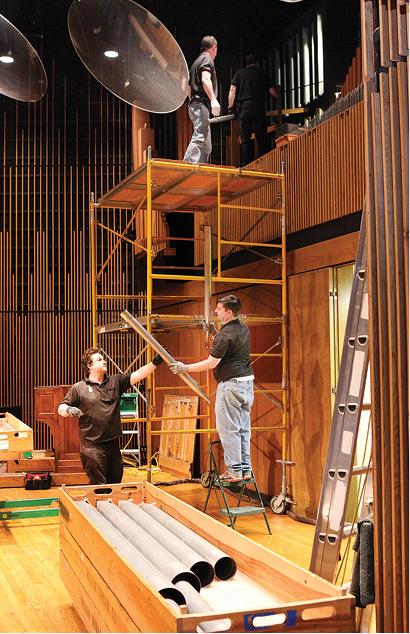 Organ pipe installation at Blair