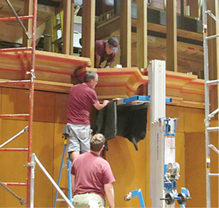 Installation of pipe organ towers