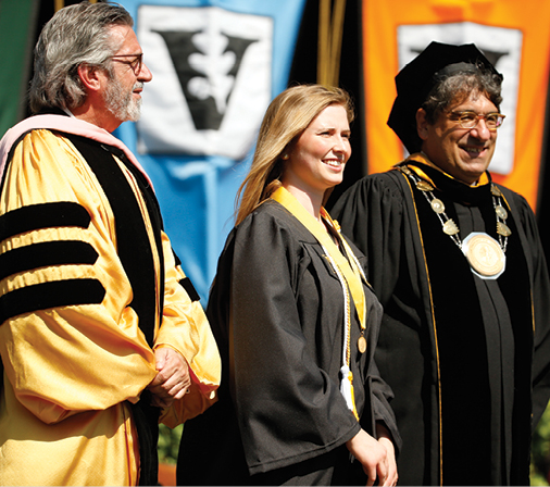 Dean Mark Wait, Founder's Medalist Nora Pertz, Chancellor Nicholas S. Zeppos